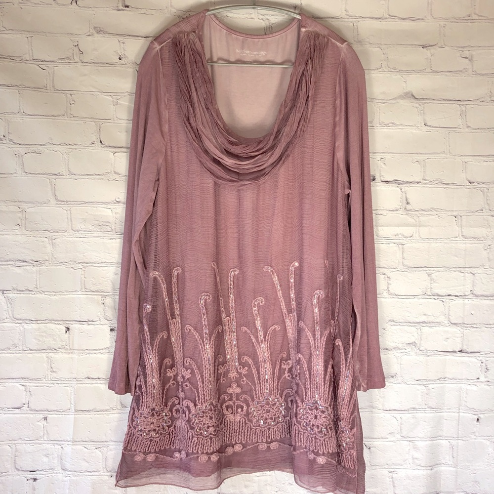 Soft Surroundings Silk Beaux Arts Tunic Sz Large